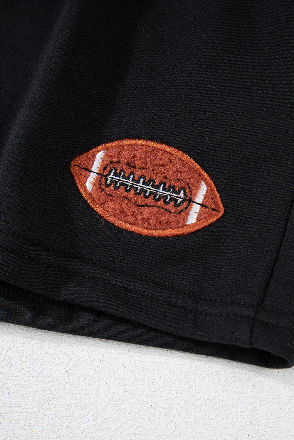 Black GAME DAY Rugby Football Graphic Pullover and Shorts Casual Outfit Short Sets JT's Designer Fashion
