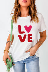 White Heart LOVE Graphic Valentines T Shirt Graphic Tees JT's Designer Fashion