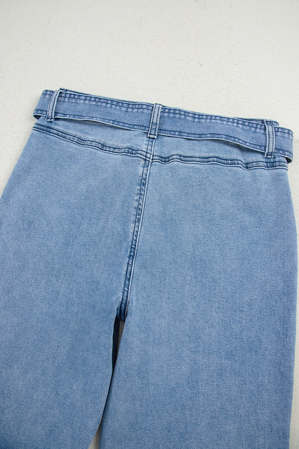 Beau Blue Western Washed Bow Knot Sash Wide Leg Jeans Jeans JT's Designer Fashion