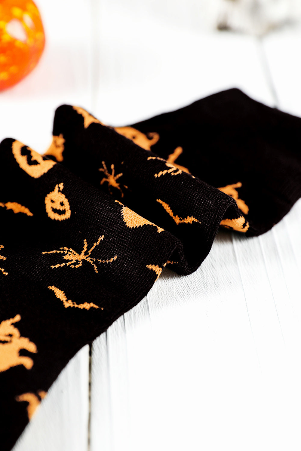Black Spooky Season Halloween Element Print Socks Socks JT's Designer Fashion