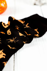 Black Spooky Season Halloween Element Print Socks Socks JT's Designer Fashion