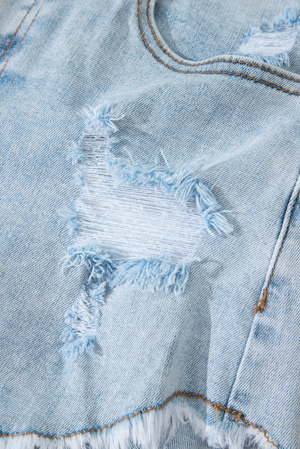 Beau Blue High Rise Distressed Raw Hem Denim Shorts Denim Shorts JT's Designer Fashion
