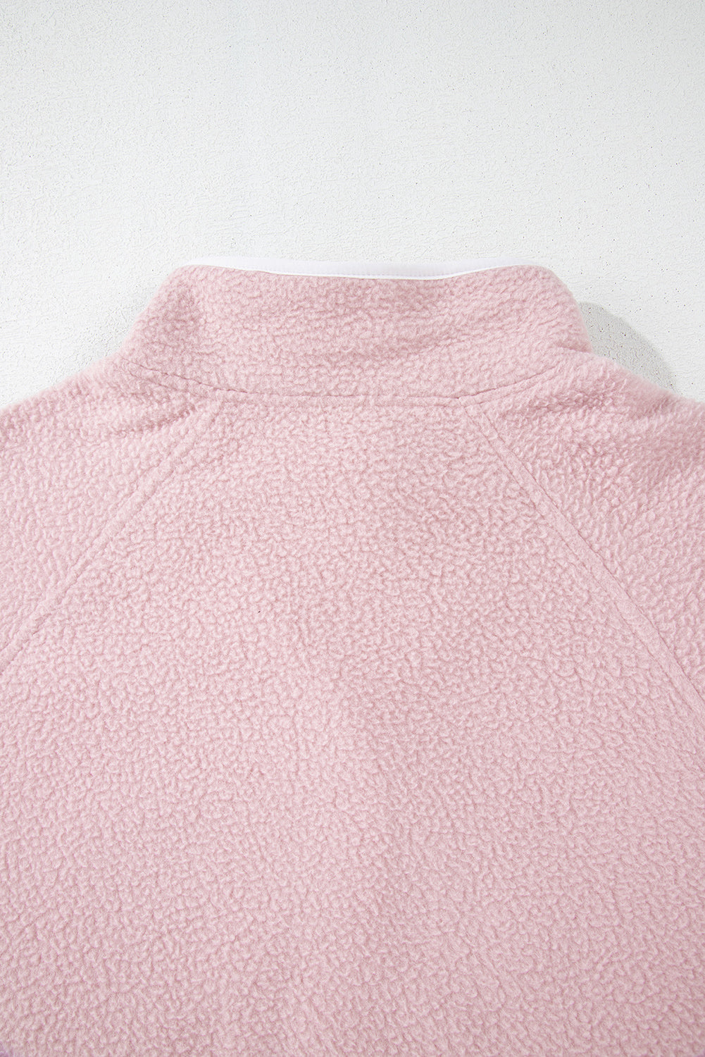 Fushia Stand Neck Half Button Zip Pocket Plush Sweatshirt Sweatshirts & Hoodies JT's Designer Fashion