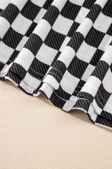 Black Checkerboard T Shirt and High Waist Skorts 2 Piece Outfit Short Sets JT's Designer Fashion