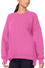 Plain Drop Shoulder High Low Sweatshirt Sweatshirts & Hoodies JT's Designer Fashion