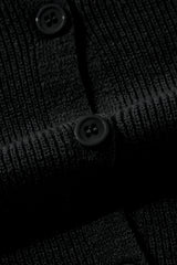 Black Lightweight Ribbed Knit Button Front V Neck Cardigan Cardigans JT's Designer Fashion
