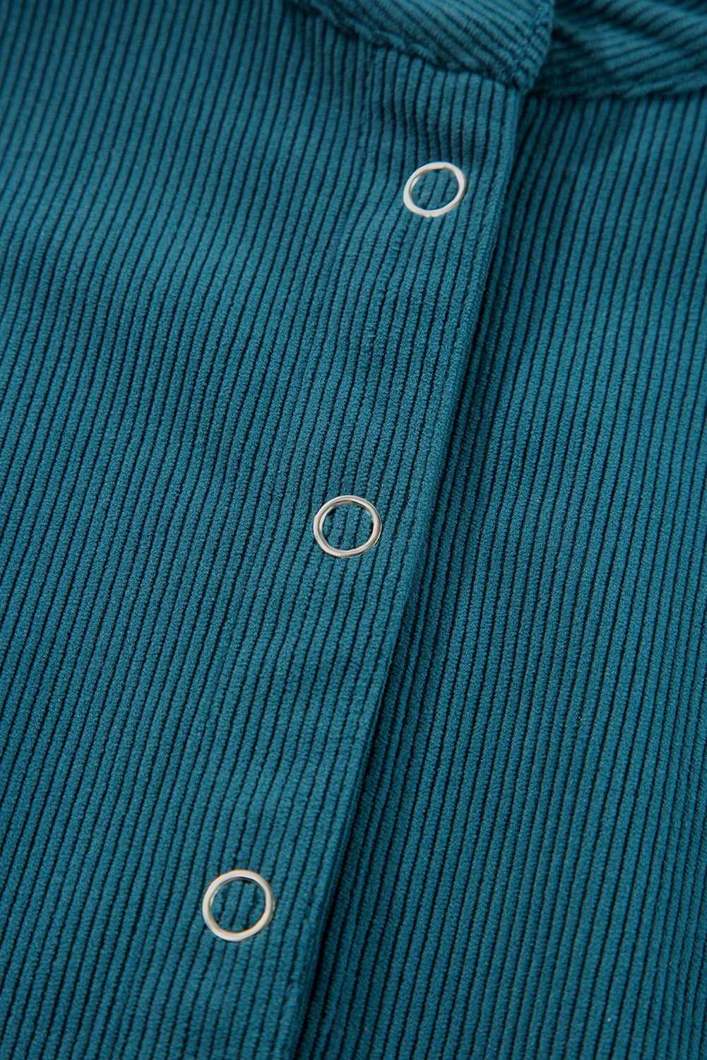Blue Corduroy Snap Buttons Empire Waist Bracelet Sleeve Dress Mini Dresses JT's Designer Fashion