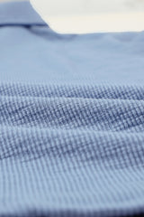 Sky Blue Button Front Turn-down Neck Knit Top Long Sleeve Tops JT's Designer Fashion