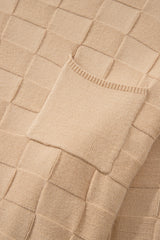 Light French Beige Solid Checkered Textured Knit Plus Size Sweater Plus Size Sweaters & Cardigans JT's Designer Fashion