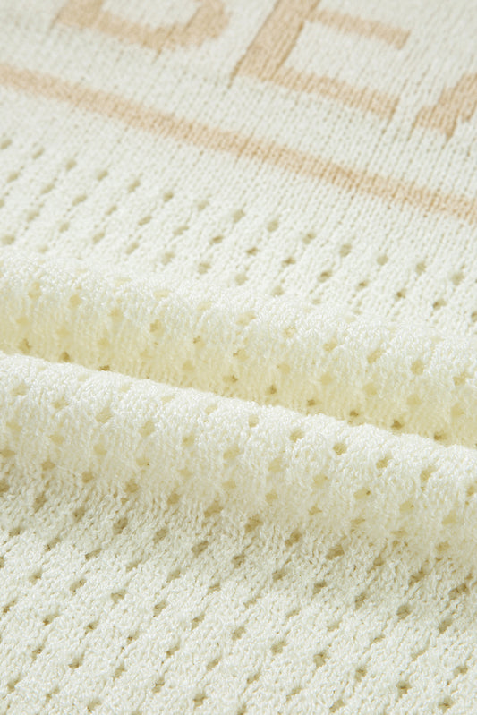 White BEACH Hollow Out Knitted Lightweight Dolman Sweater Sweaters JT's Designer Fashion