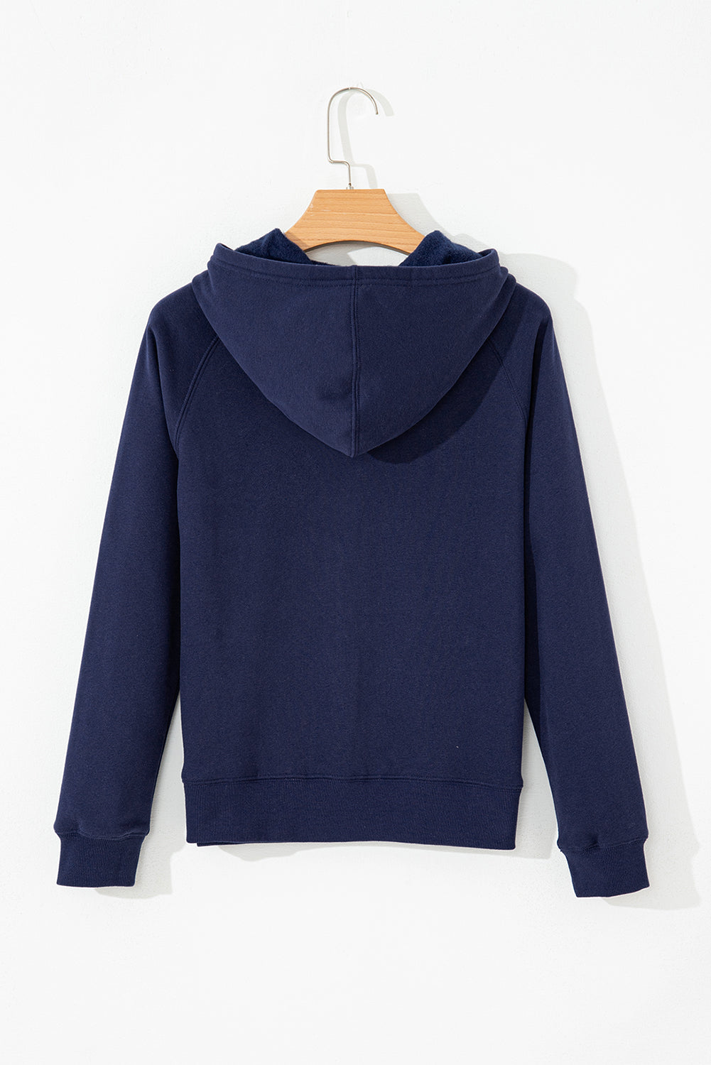 Navy Blue Solid Color Fleece Lined Zip up Hoodie Sweatshirts & Hoodies JT's Designer Fashion