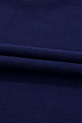 Navy Blue Solid Fleece Lined Drop Shoulder High Low Sweatshirt Sweatshirts & Hoodies JT's Designer Fashion