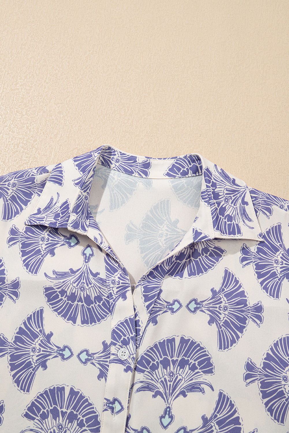 Sky Blue Printed Shirt Collar Half Button A-line Mini Dress Dresses JT's Designer Fashion