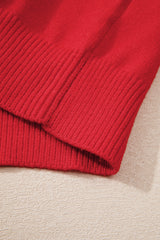 Fiery Red Tinsel merry Pattern Drop Shoulder Plus Size Sweater Plus Size Sweaters & Cardigans JT's Designer Fashion