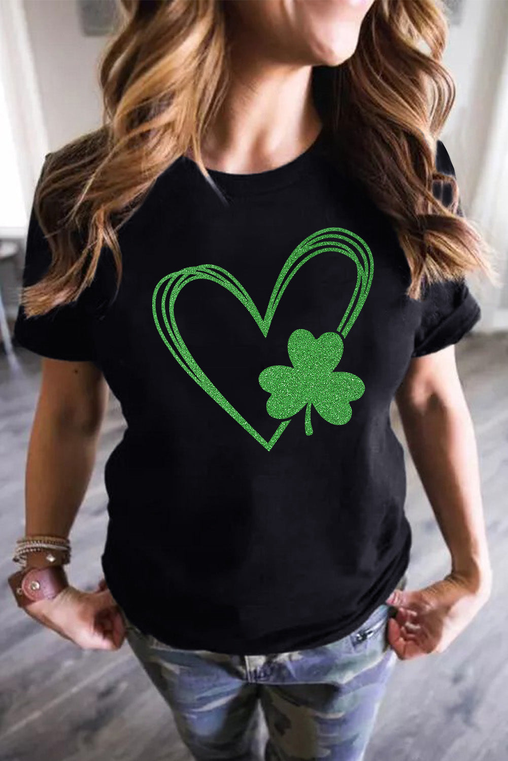 Black Clover Heart Shaped Graphic Tee Graphic Tees JT's Designer Fashion