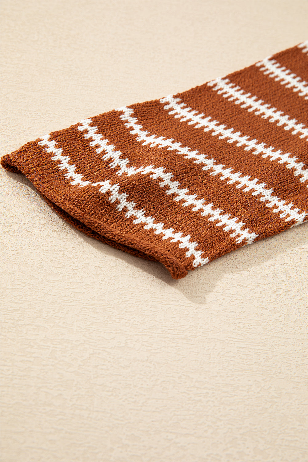 Brown Stripe Drop Shoulder Casual Sweater Sweaters JT's Designer Fashion