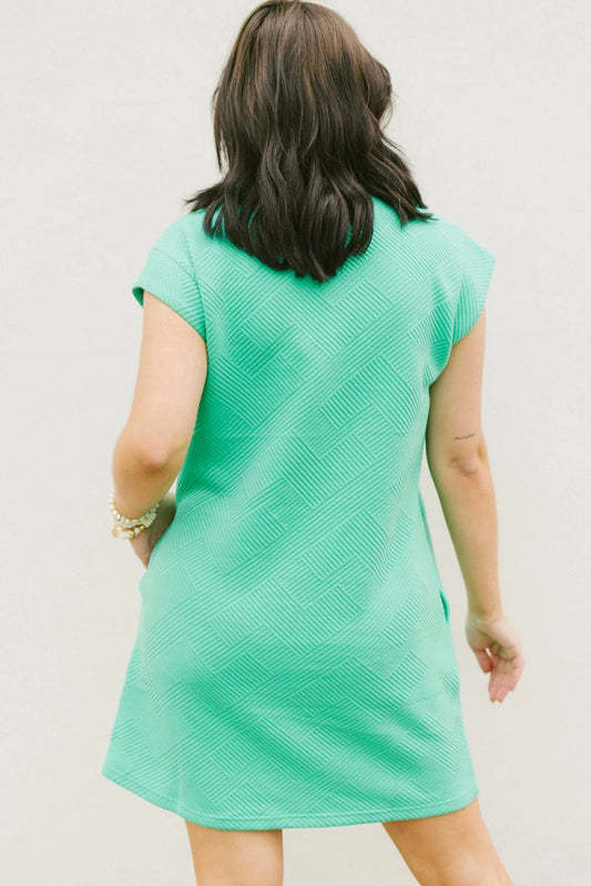 Mint Green Textured Cap Sleeve T Shirt Dress T Shirt Dresses JT's Designer Fashion