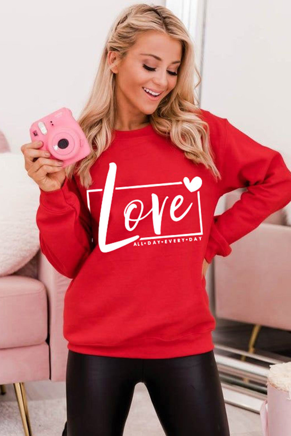 Fiery Red Valentine's Day Love Graphic Sweatshirt Graphic Sweatshirts JT's Designer Fashion
