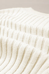 White Cable Knit Cropped Sweater Sweaters JT's Designer Fashion