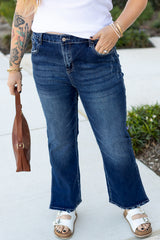 Dirty blue Plus Size High Waist Side Slits Flare Jeans Plus Size Bottoms JT's Designer Fashion