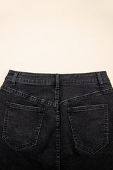 Carbon Grey Mineral Wash Ripped Raw Hem Denim Mini Skirt Skirts & Petticoat JT's Designer Fashion
