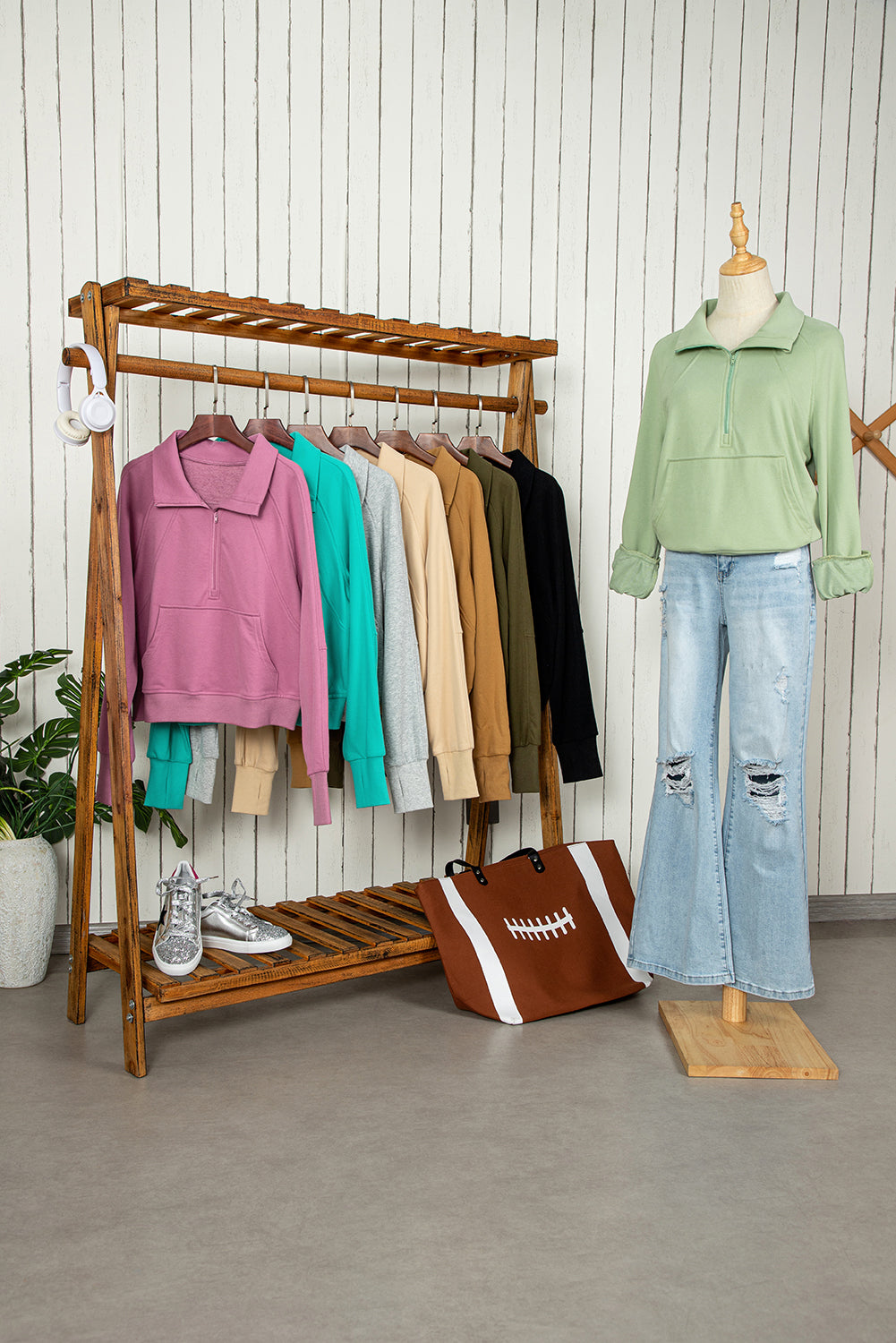 Valerian Quarter Zip Stand Neck Kangaroo Pocket Sweatshirt Sweatshirts & Hoodies JT's Designer Fashion