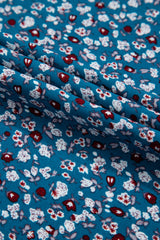 Blue Vintage Boho Floral Smocked Short Puff Sleeve Wide Leg Jumpsuit Jumpsuits & Rompers JT's Designer Fashion