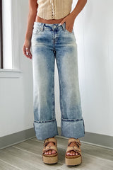 Myosotis High Rise Button Zip Fly Medium Wash Jeans Jeans JT's Designer Fashion