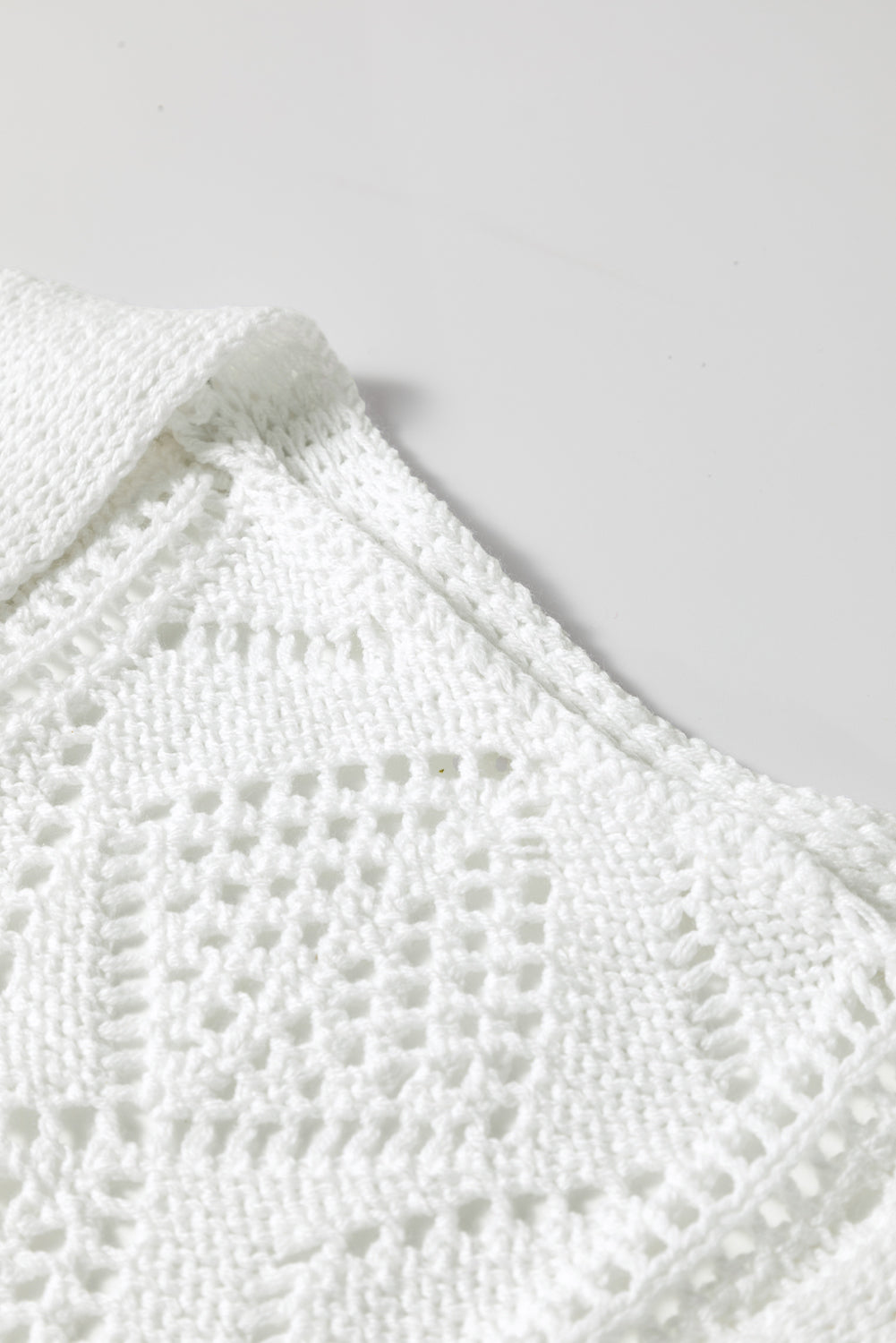 White Hollow-out Openwork Knit Cardigan Cardigans JT's Designer Fashion