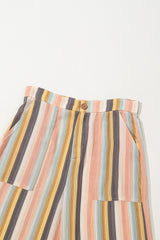 Multicolour Vertical Striped Smocked Cami Top Wide Leg Pants Set Pant Sets JT's Designer Fashion