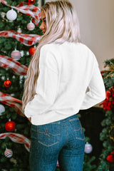 White Merry & Bright Round Neck Casual Sweater Sweaters JT's Designer Fashion