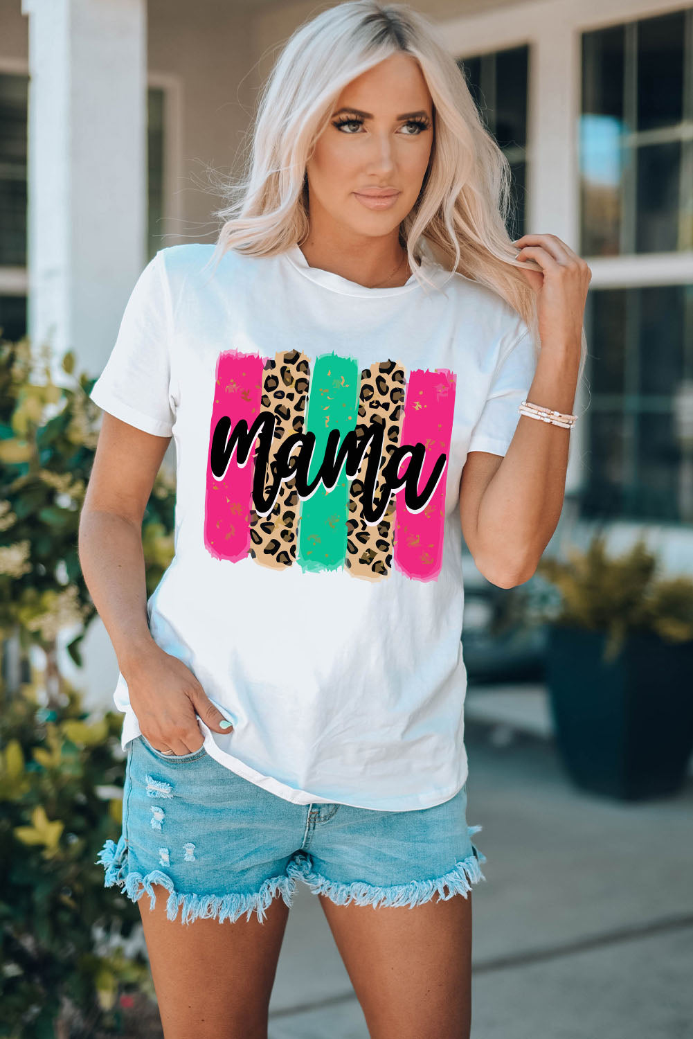 White Mama Leopard Brush Stroke Graphic T Shirt Graphic Tees JT's Designer Fashion