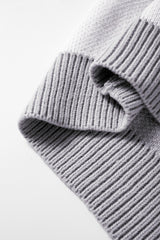 Gray Checkered Bishop Sleeve Sweater Sweaters JT's Designer Fashion