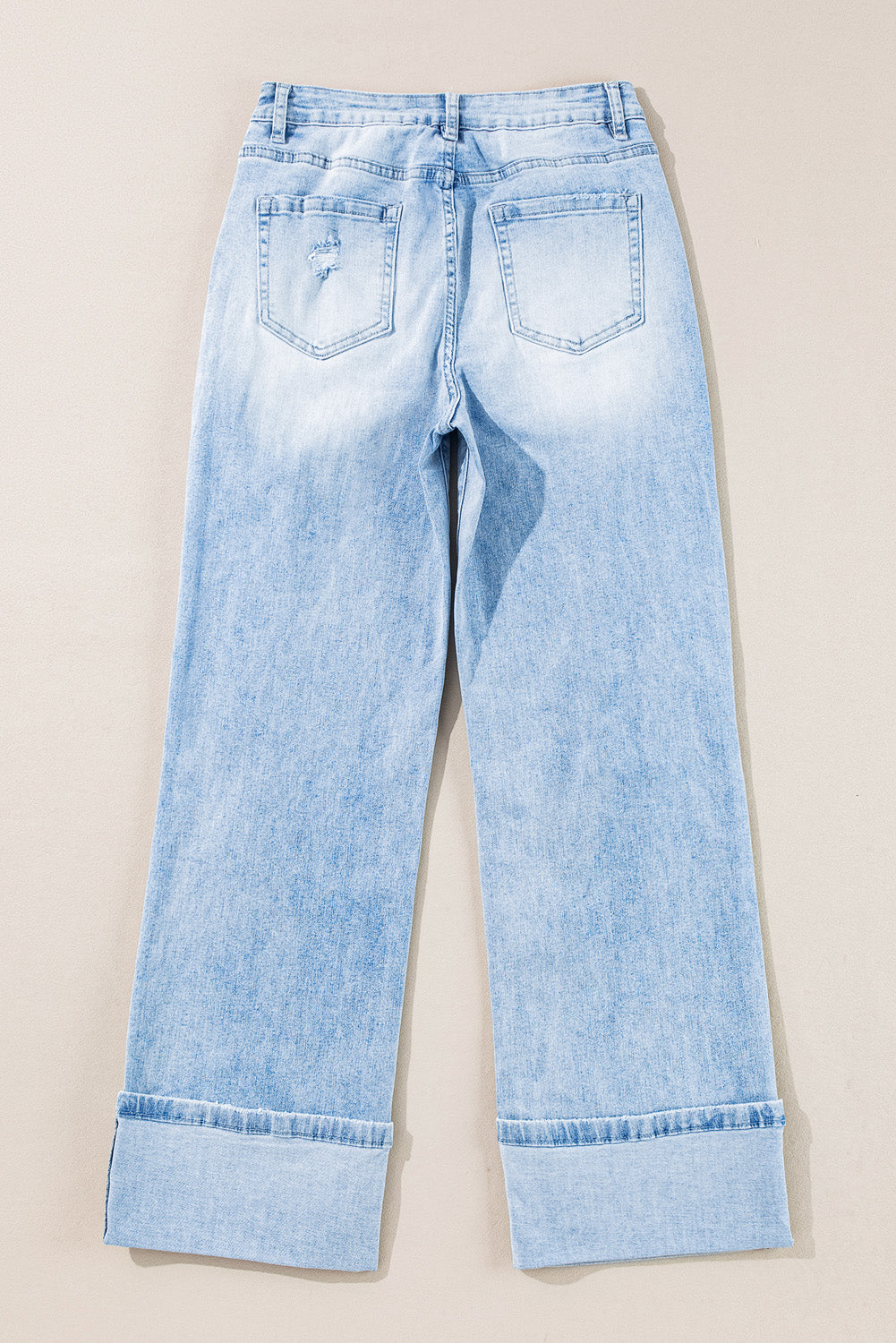 Beau Blue Light Wash Distressed Straight Jeans Jeans JT's Designer Fashion