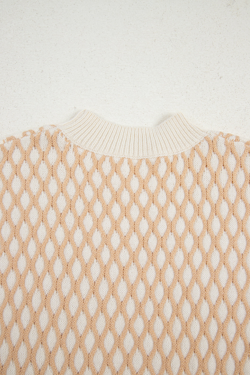 Smoke Gray Rhombus Textured Knit Mock Neck Sweater Sweaters JT's Designer Fashion