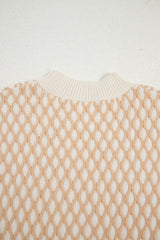Smoke Gray Rhombus Textured Knit Mock Neck Sweater Sweaters JT's Designer Fashion