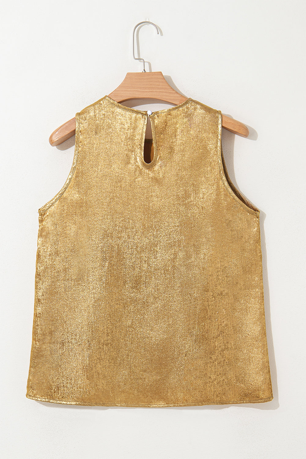 Gold Round Neck Metal Texture Casual Tank Top Blouses & Shirts JT's Designer Fashion