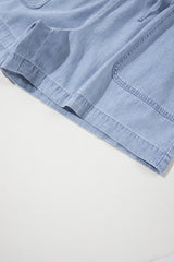 Beau Blue Pocketed Drawstring High Waist Plus Size Denim Shorts Plus Size Bottoms JT's Designer Fashion