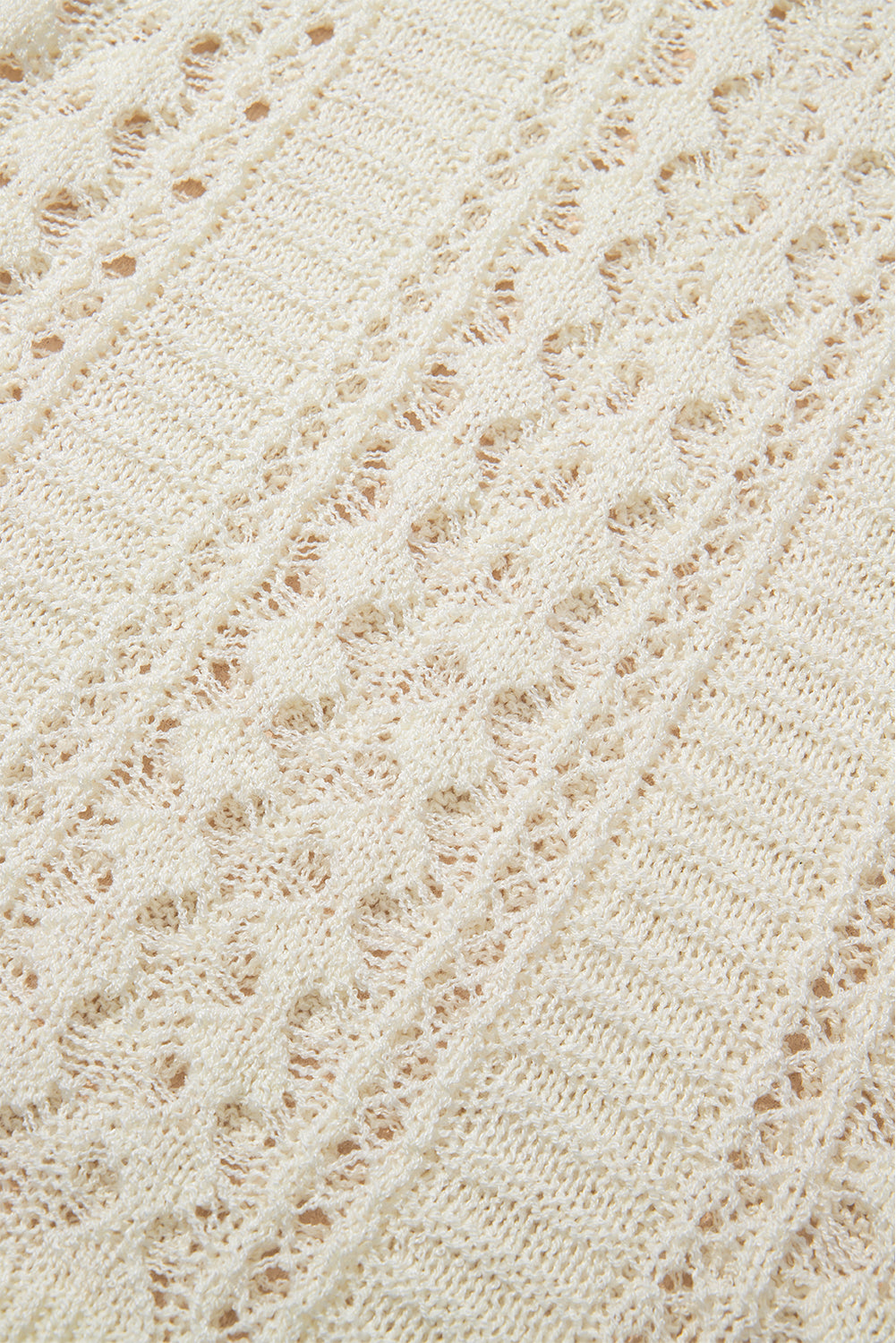 White Hollow Out Knit Bracelet Sleeve Drop Shoulder Sweater Sweaters JT's Designer Fashion