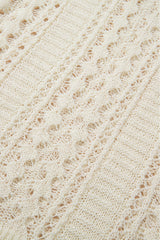 White Hollow Out Knit Bracelet Sleeve Drop Shoulder Sweater Sweaters JT's Designer Fashion