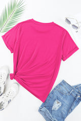 Rose Red NASHVILLE Rhinestone Crew Neck Graphic Tee Graphic Tees JT's Designer Fashion