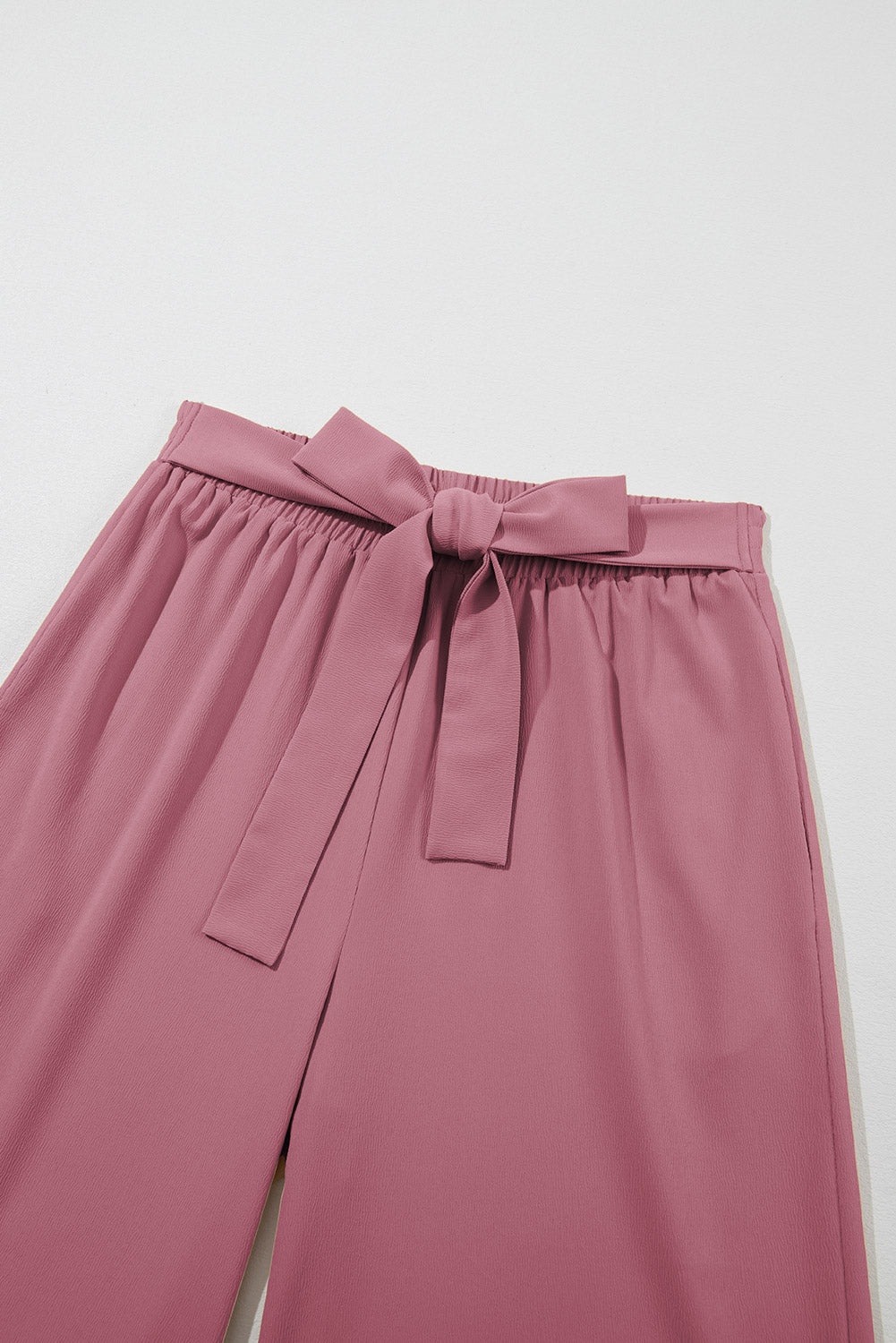 Rose Tan High Waisted Tie Front Side Pocket Wide Leg Flowy Casual Pants Pants & Culotte JT's Designer Fashion
