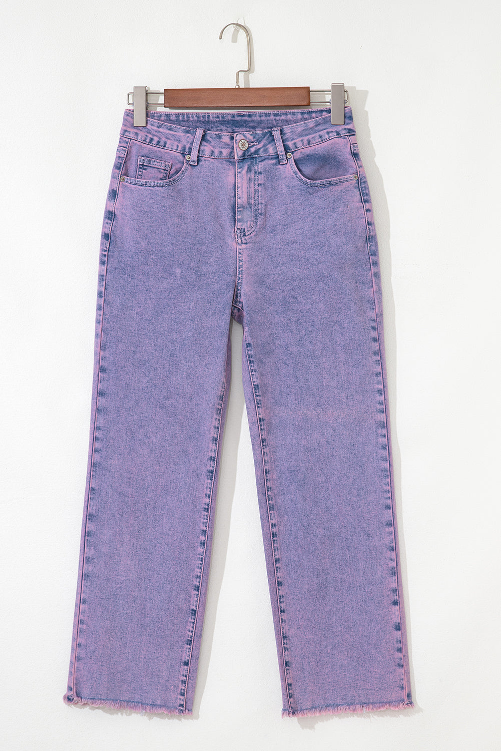 Orchid Petal Vintage Wash Frayed Hem Ankle-length Jeans Jeans JT's Designer Fashion