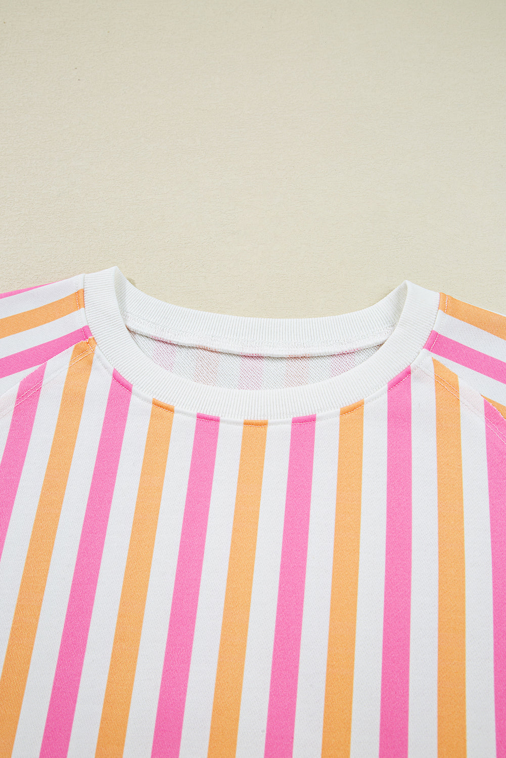 Pink Stripe Drop Shoulder Half Sleeve Loose Tee and Shorts Casual Set Short Sets JT's Designer Fashion