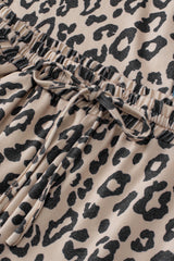 Multicolour Leopard Button V Neck Tee and Drawstring Shorts Set Short Sets JT's Designer Fashion
