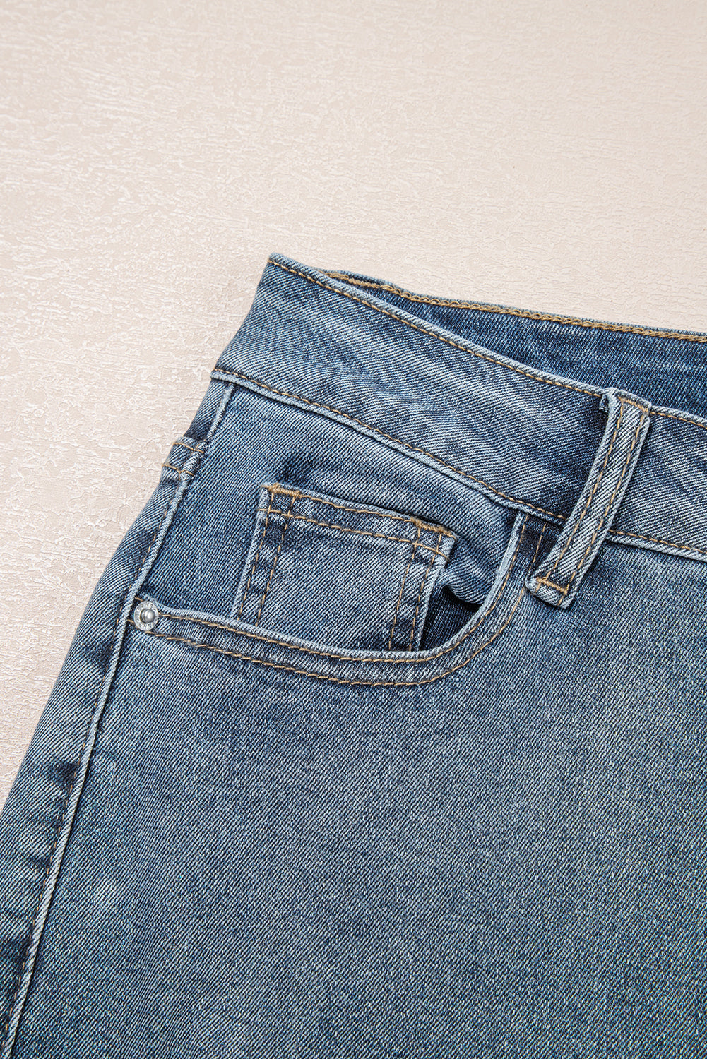 Beau Blue Slightly Distressed Ankle-length Straight Jeans Jeans JT's Designer Fashion