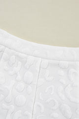 White Leopard Jacquard Quarter Zip Tee and Shorts Set Short Sets JT's Designer Fashion