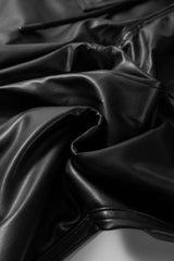 Black Faux Leather Ankle Smocked Waist Drawstring Joggers Pants & Culotte JT's Designer Fashion