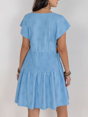 Cutout Surplice Short Sleeve Dress Mini Dresses JT's Designer Fashion