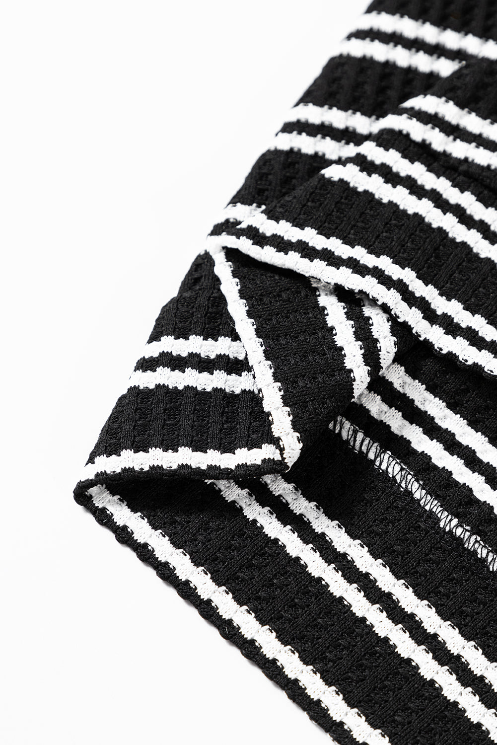 Black Stripe Textured Quarter Zip Collar Long Sleeve Top Long Sleeve Tops JT's Designer Fashion